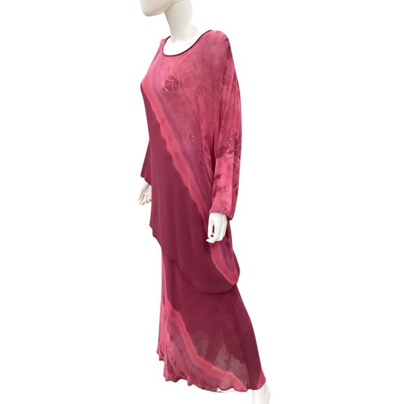 VTG Carole Dolighan 2PieceSet Women’s SZ XL Maxi Skirt+Top 90’ Tye Dye Hobo Pink - Picture 3 of 10